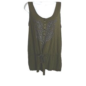 Aventura gray green sleeveless top scoop neck L